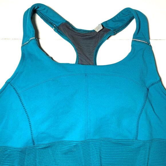 Athleta Skills & Drills Coastal Green Drawstring Built-In Bra Tank Top Women's M - Picture 2 of 9
